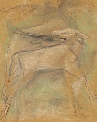 Lot 193 - Willem van Konijnenburg (1868-1943) - Reeën (gemengde techniek)