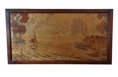 Lot 479 - Pierre Rosenau (XX) - Vue d'un lac au pied d'une montagne circa 1910 (Gemengde techniek)