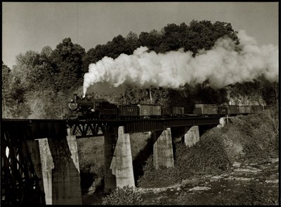 Lot 24 - Ogle Winston LINK (1914-2001) -"Locomotive 382 blows steam" Virginia 1955