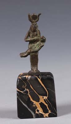 Lot 12 - An Egyptian Bronze Figure of Isis and Horus