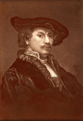 Lot 1 - Tegel met zelfportret van Rembrandt, Henri Breetvelt, Société Céramique