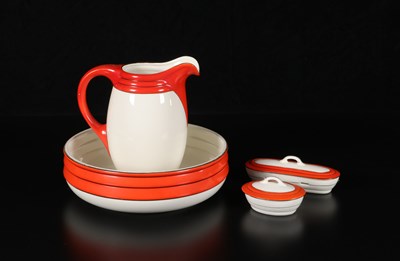Lot 149 - Vijfdelig Art Deco lampetstel, decor ‘Corail’, De Sphinx