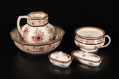 Lot 72 - Vijfdelig lampetstel, decor ‘Stoke’, Petrus Regout