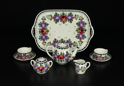 Lot 92 - 8-delig servies, decor 'Boskoop', Société Céramique