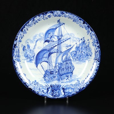 Lot 122 - Schotel met zeilschip de Zeven Provinciën, Wim Visser, De Sphinx
