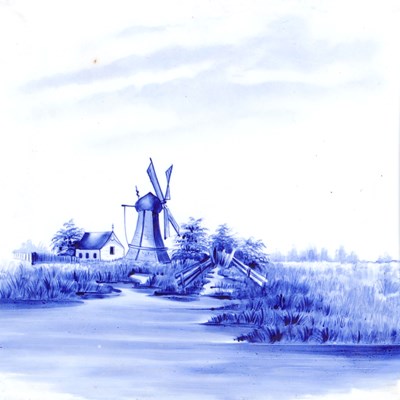 Lot 40 - Tegel met molenlandschap, Société Céramique