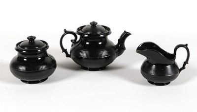 Lot 204 - Zwart rouw theeservies, Petrus Regout