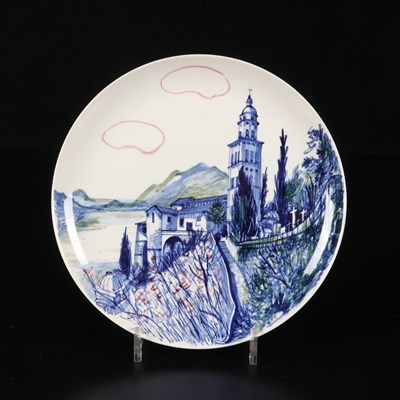 Lot 254 - Schotel met bergdorp Morcote, Pierre Daems, De Sphinx