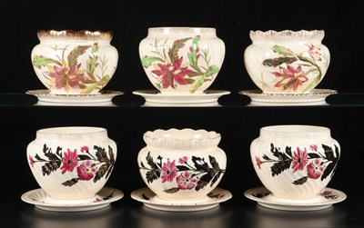 Lot 288 - Zes cachepots met decor 'Cactus' en ‘122’, Petrus Regout