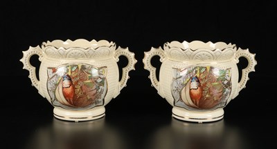 Lot 311 - Twee cachepots met decor '4 Saisons', Société Céramique