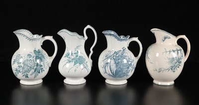 Lot 367 - Vier waterkannen met diverse decors, Société Céramique en Petrus Regout