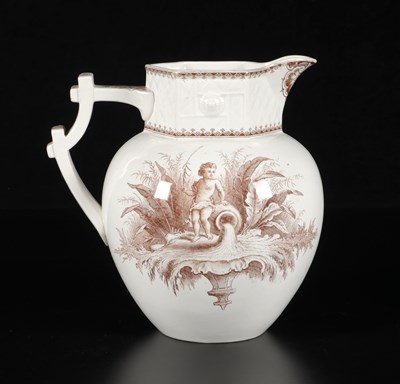 Lot 369 - Waterkan met decor van fontein en putto, Société Céramique