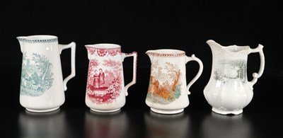 Lot 377 - Vier melkkannen met landschaps- en genrescènes, Société Céramique
