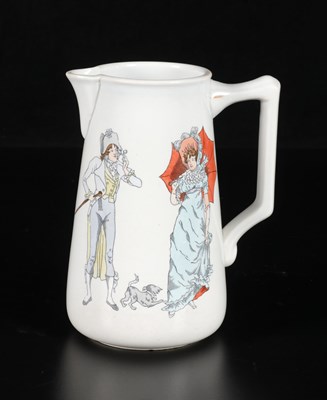 Lot 382 - Waterkan met elegante figuren, decor 'Cato', Petrus Regout