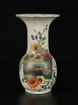 Lot 465 - Vaas met bloem- en landschapsschildering, M. Jansen-Regout, Petrus Regout