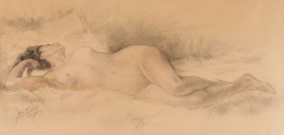 Lot 256 - Yves DIEY (1892-1984) - Liggend vrouwelijk Naakt (Pastel)