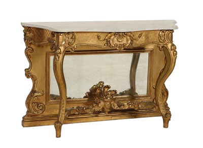 Lot 44 - Louis XV Style Giltwood Console Table with Marble Top.