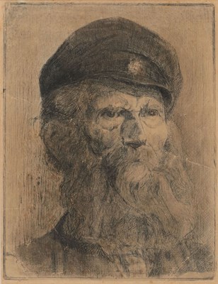 Lot 688 - Portret van een oude man met pet.