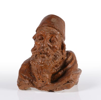 Lot 116 - Borstbeeld van een oude man met tulband.