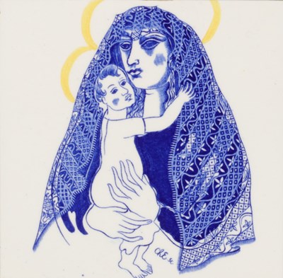 Lot 43 - Tegel van de Madonna met Kind, Charles Eyck.