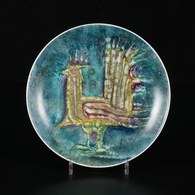 Lot 555 - Schotel met gestileerde vogel, Edmond Bellefroid, De Sphinx.
