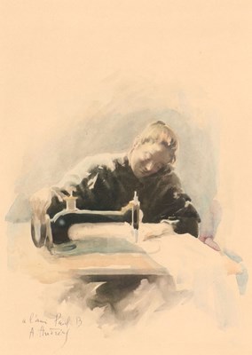 Lot 114 - A. ANDREAS - Vrouw achter naaimachine