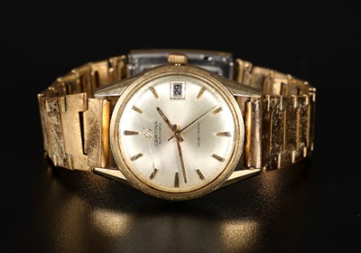 Lot 3 - 14K Gouden Certina Blue Ribbon Horloge, met vergulde polsband.