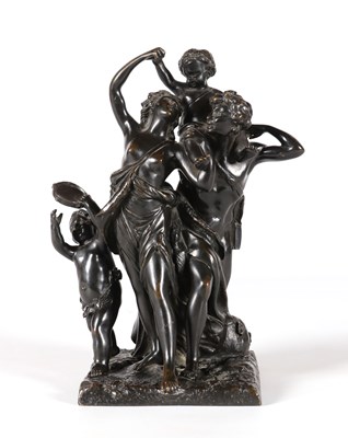 Lot 136 - Bronzen beeldengroep met mythologische voorstelling (Bacchus/Dionysos)