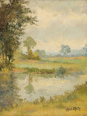 Lot 199 - Alp. Tack - Rivierlandschap met bomen en weiden