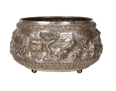 Lot 546 - A Large Burmese silver repoussé bowl