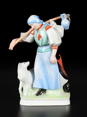 Lot 126 - Sculptuur van een Vrouw met hond, Zsolnay Pécs