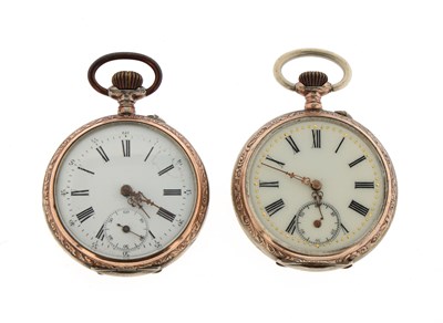 Lot 2 - Twee zilveren zakhorloges met vergulde rand