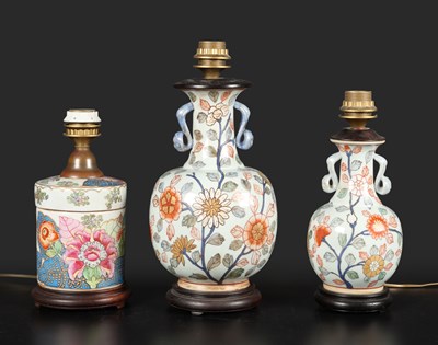 Lot 523 - Three Chinese vase lamps