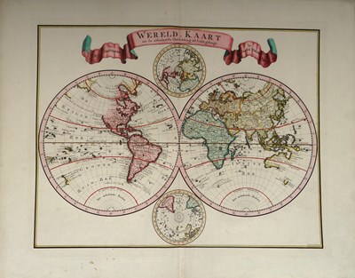 Lot 119 - Cartografie - Isaak Tirion (1705-1765) - Wereldkaart 1744