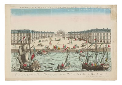 Lot 65 - Vue de la Porte et Place de Bourgogne sur le port de la ville de Bordeaux 1762