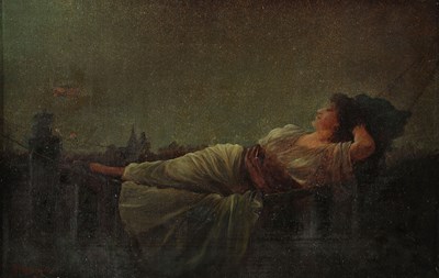 Lot 312 - COLVIN - Liggende vrouw bij nachtelijk stadsgezicht