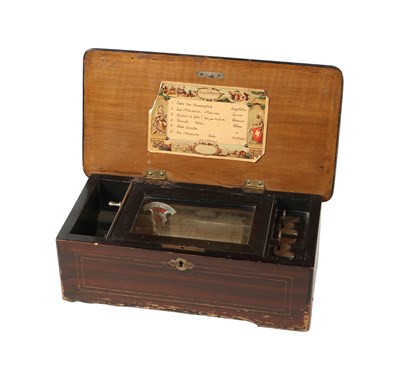 Lot 736 - Swiss cylinder music box in ebonized case