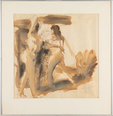 Lot 296 - Naaktfiguren in landschap