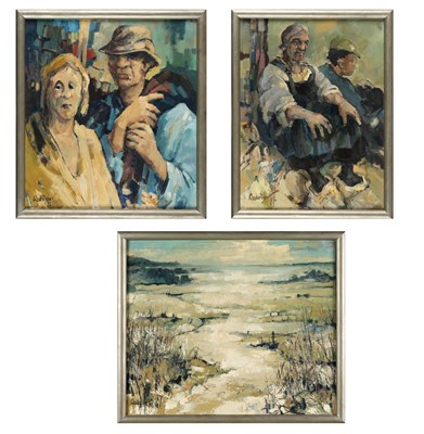Lot 299 - Jan Franciscus RODRIGO (1921-2013)- Drie schilderijen met figuur- en landschapsvoorstellingen