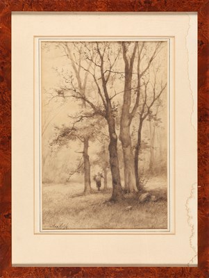 Lot 307 - Marinus HEIJL (1835-1931) - Boslandschap met figuur