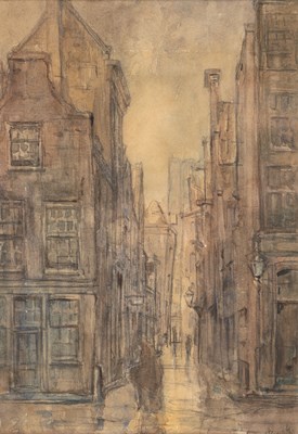 Lot 306 - Henri Pieck (1895-1972) - Stadsgezicht met figuur