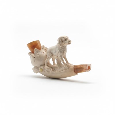 Lot 3 - Meerschuimpijp – Jachthond met Bloempot
