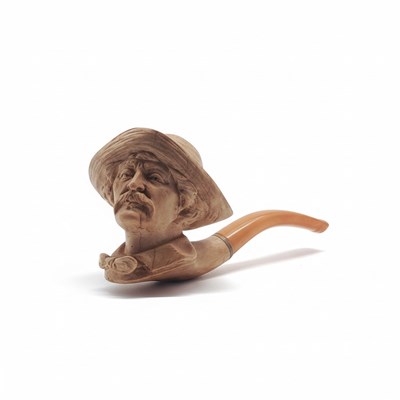 Lot 4 - Meerschuimpijp – Portret van een Man met Hoed