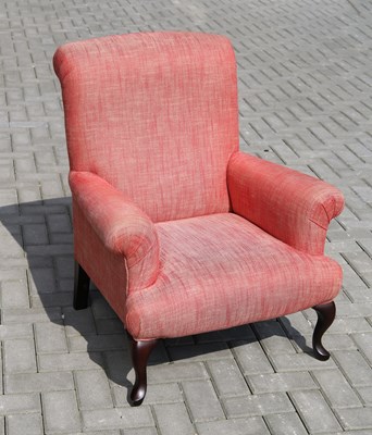 Lot 140 - Oudhollandse armfauteuil met rode stoffering.