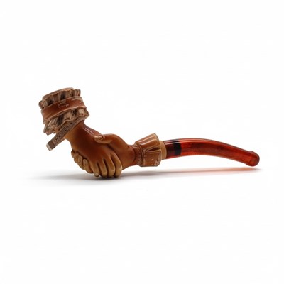 Lot 40 - Meerschuim tabakspijp met 2 handen uit een mouw