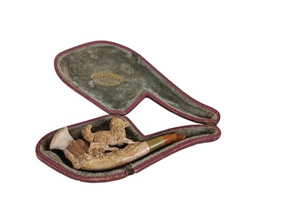 Lot 58 - Meerschuimen pijp met hondenvoorstelling