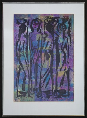 Lot 150 - Ingelijste litho. Gesign L.O. Afm. 58 x 40 cm.
