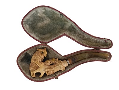 Lot 80 - Meerschuimen pijp met uilenkop