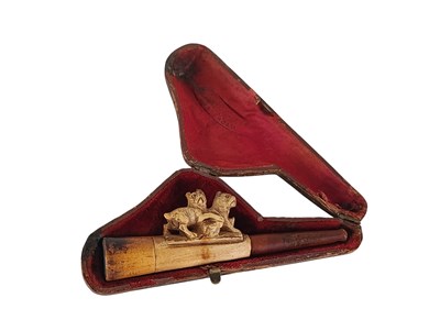 Lot 82 - Meerschuimen pijp met 2 Boxerhonden