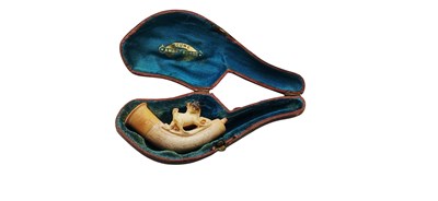 Lot 92 - Meerschuimen pijp met 2 hondjes